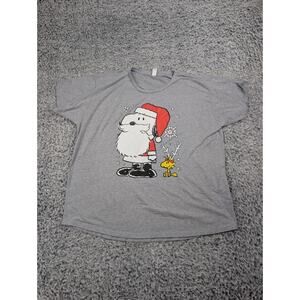Snoopy Peanuts Shirt Adult Medium Lounge Snoopy Santa Christmas Woodstock Tee